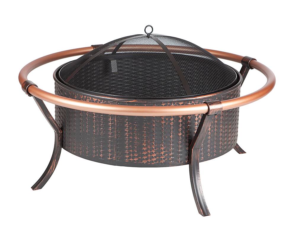 Front. Fire Sense - Copper Rail Fire Pit - Copper.