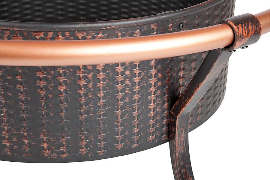 Fire Sense Fire Pit Rail Steel Fire Bowl with Weave Pattern Wood ...
