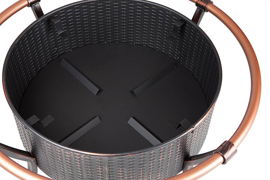 Fire Sense Fire Pit Rail Steel Fire Bowl with Weave Pattern Wood ...