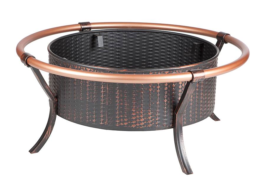 Fire Sense Fire Pit Rail Steel Fire Bowl with Weave Pattern Wood ...