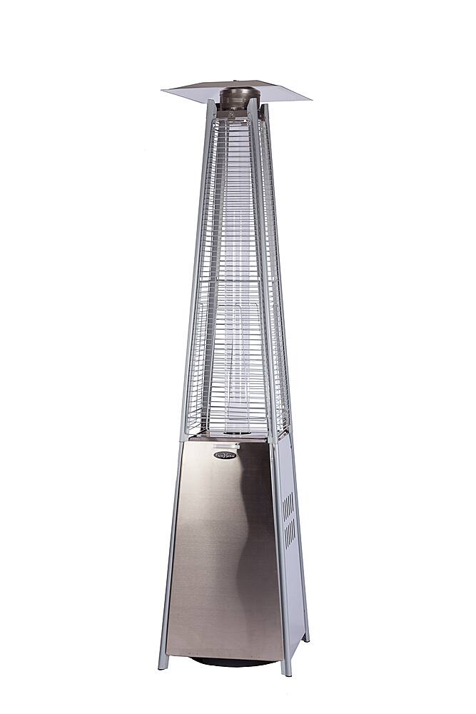Angle. Fire Sense - Fire Sense Pyramid Flame Patio Heater 40,000 BTU Outdoor Propane Heater Tower with Wheels - Stainless Steel - Stainless Steel.