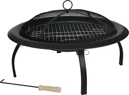 Front. Fire Sense - 29" Folding Fire Pit - Black.