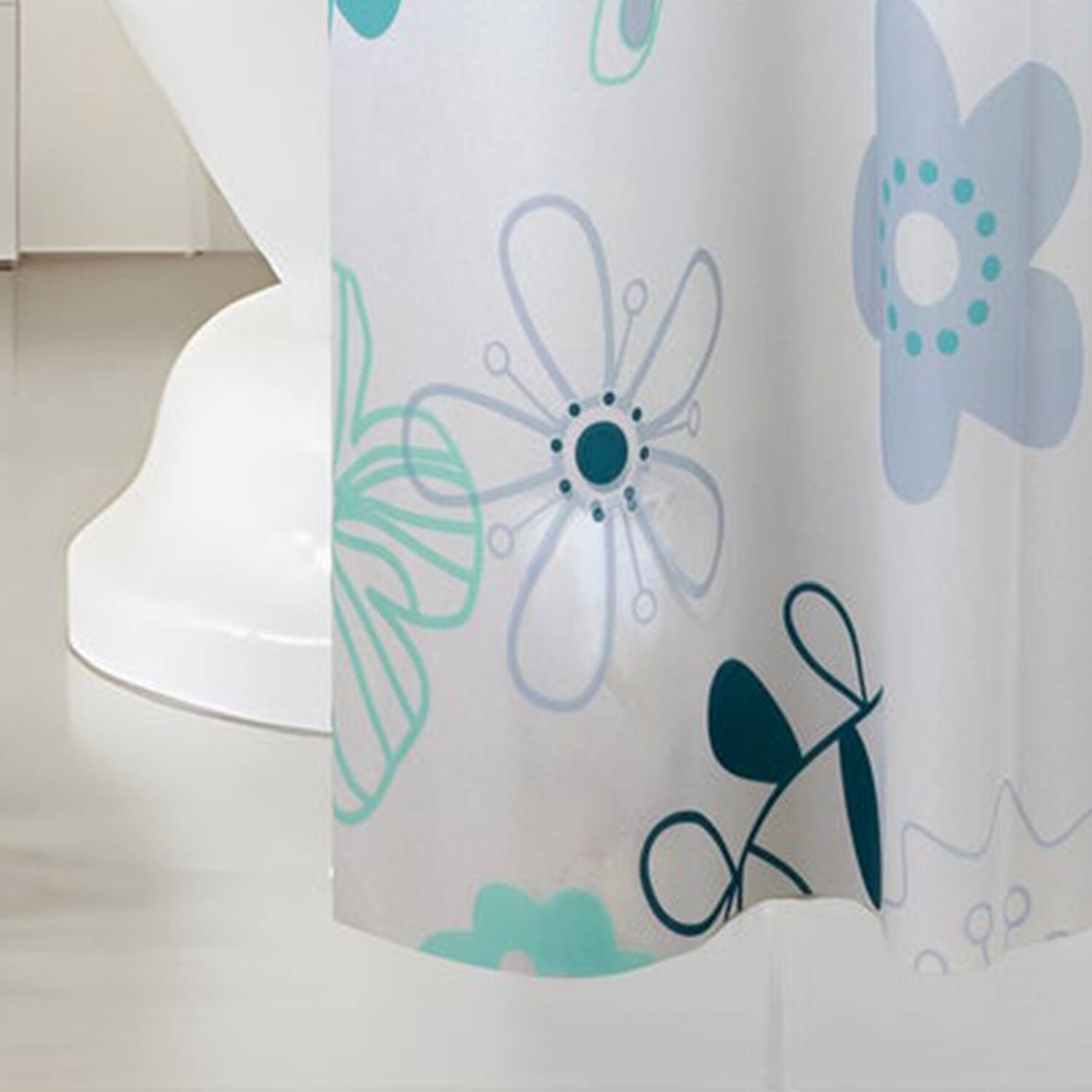 Alt View 2. RT Designers Collection - RT Designers Collection 90GSM Peva Glit Printed Romy Shower Curtain 70" x 72" Blue - Blue.