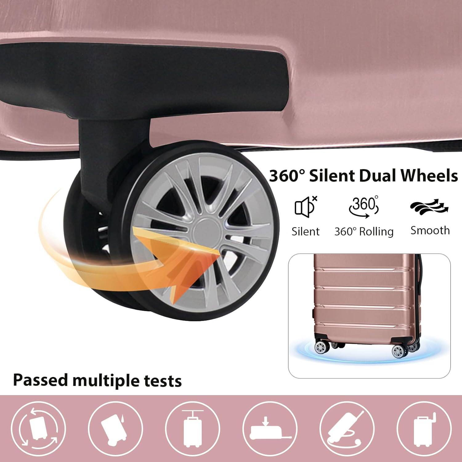 360° Silent Dual Wheels  
Silent 360° Rolling Smooth  

Passed multiple tests