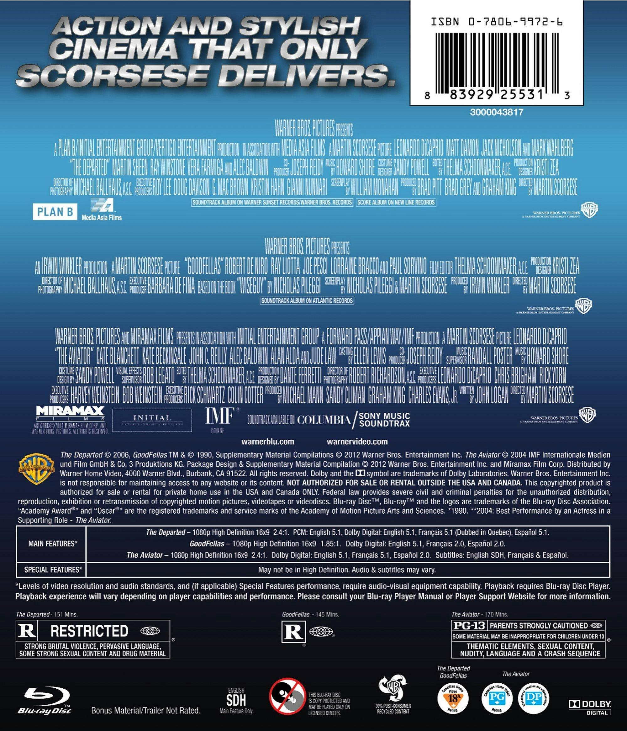 Angle. The Departed/Goodfellas/The Aviator (Box Set) [Blu-ray].