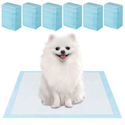 Front. Gymax - Gymax 18''x 13''(300 Counts) Dog Potty Training Pads Puppy Pee Pads w/ Quick-Drying - Blue.