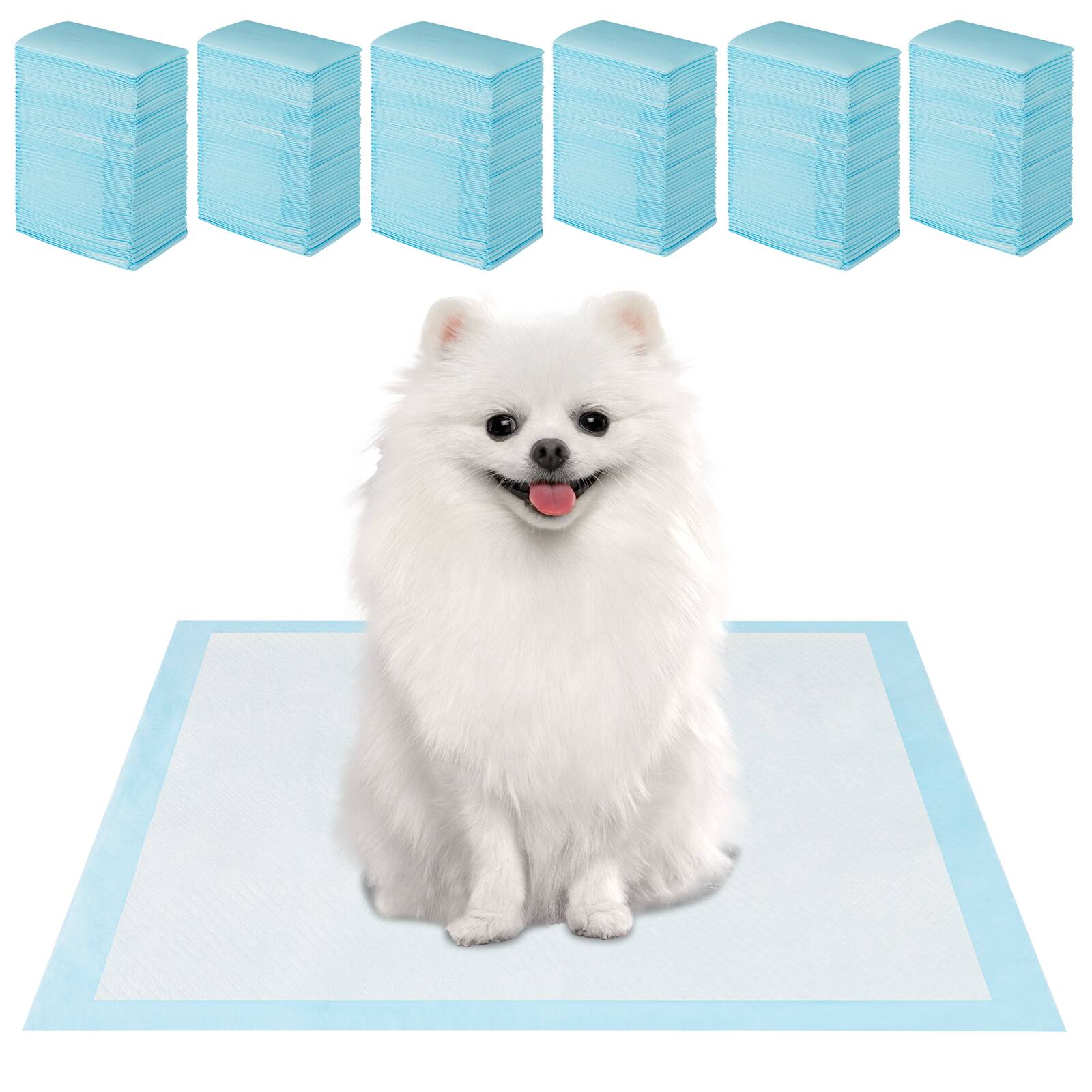 Front. Gymax - Gymax 18''x 13''(300 Counts) Dog Potty Training Pads Puppy Pee Pads w/ Quick-Drying - Blue.
