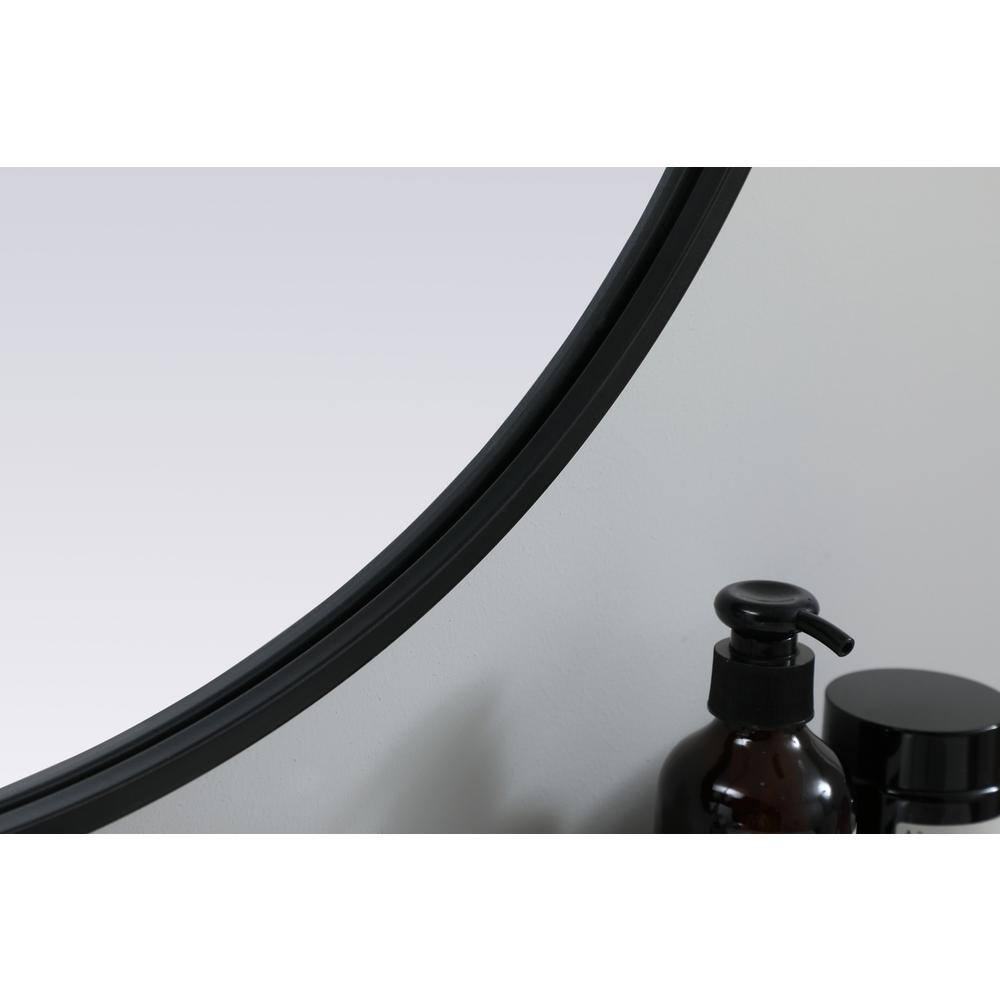 Alt View 2. Elegant Decor - Metal Frame Oval Mirror 27x36 Inch in Black - Black.