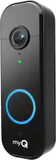 Front. Chamberlain - myQ Video Doorbell | 2K Camera, Battery/Wired, Color Night Vision, Live View with 2-Way Talk, Motion Detection & Alerts - Black.