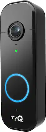 Chamberlain - myQ Video Doorbell | 2K Camera, Battery/Wired, Color Night Vision, Live View with 2-Way Talk, Motion Detection & Alerts - Black