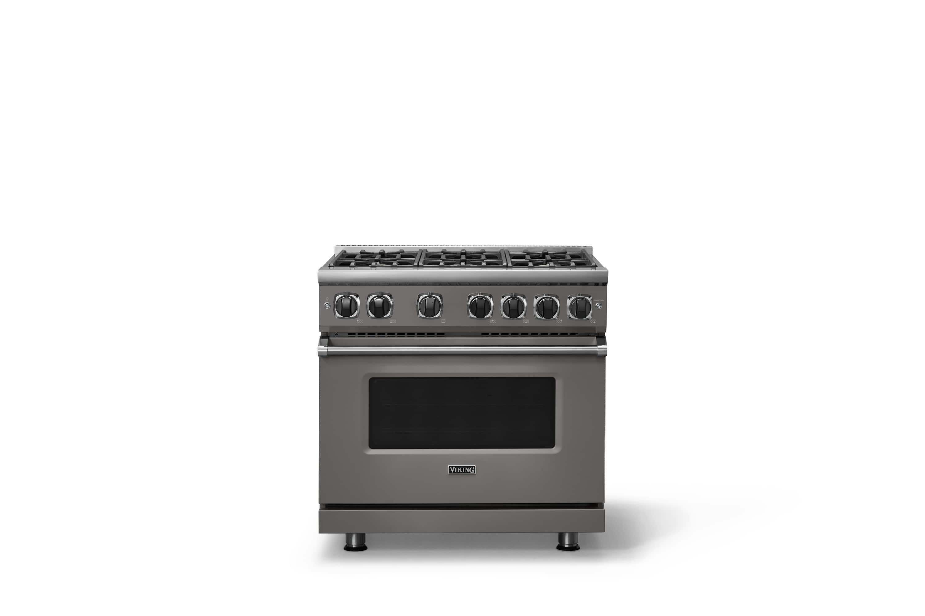 Viking - 36 in. Wide 6 Burner Pro 7 Series 5.6 Cu. Ft. Freestanding Sealed Burner Gas Convection Range - Damascus Gray - Damascus Gray