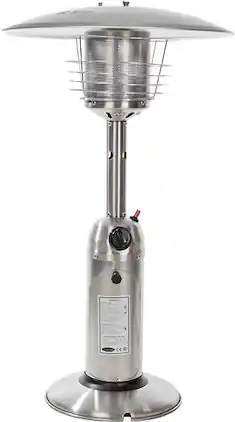 Fire Sense - Portable Patio Heater Outdoor Tabletop Lightweight Propane 10,000 BTU Auto-Shutoff Valve CSA Approved - Stainless Steel