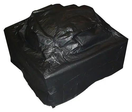 Front. Fire Sense - Outdoor Square Fire Pit Vinyl Cover - Black.