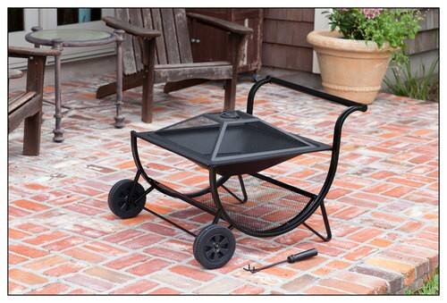 Front Standard. Fire Sense - Cart Fire Pit - Black.