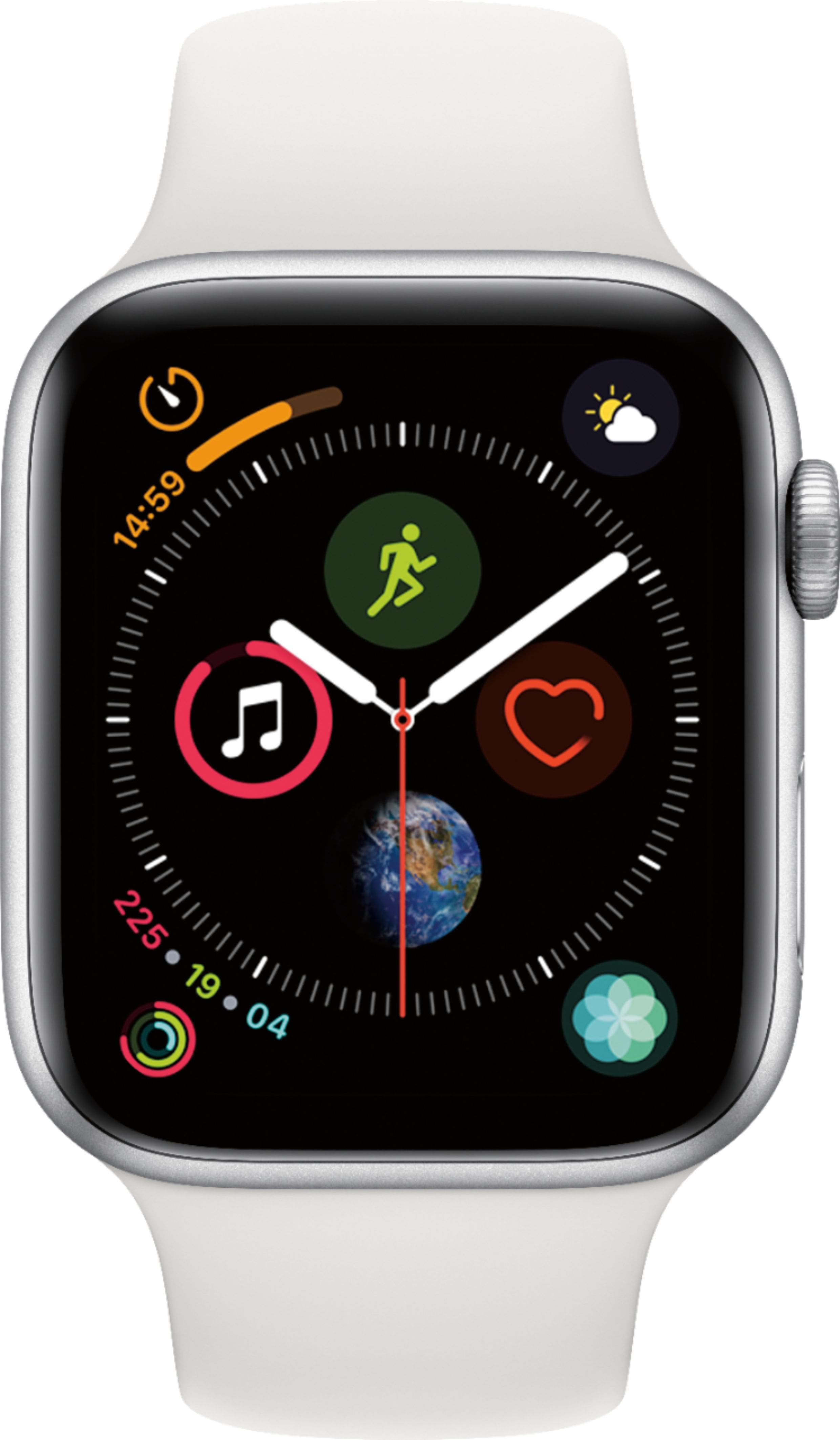 Alt View 11. Apple - Apple Watch Series 4 (GPS) 44mm Silver Aluminum Case with White Sport Band.