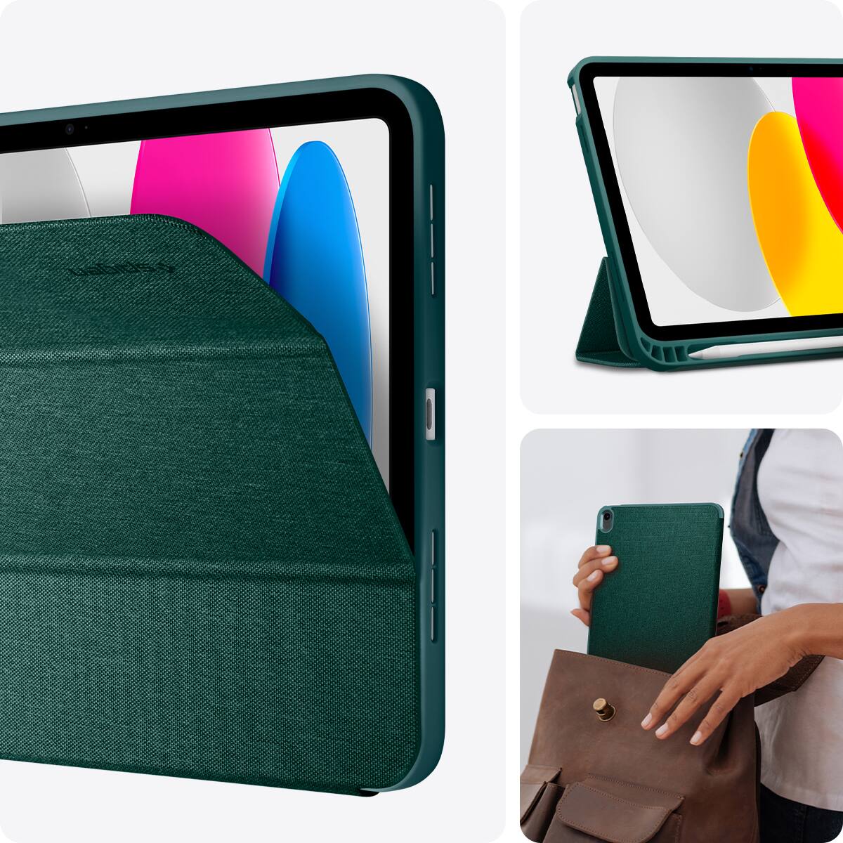 Alt View 3. Spigen - Spigen Urban Fit iPad 11-inch Case - Midnight Green - Midnight Green.