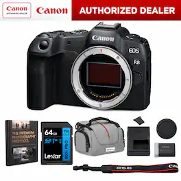 Bundle - Canon - EOS R8 Full Frame Mirrorless Camera - Body Only - 5803C002 + Accessory Package - Black