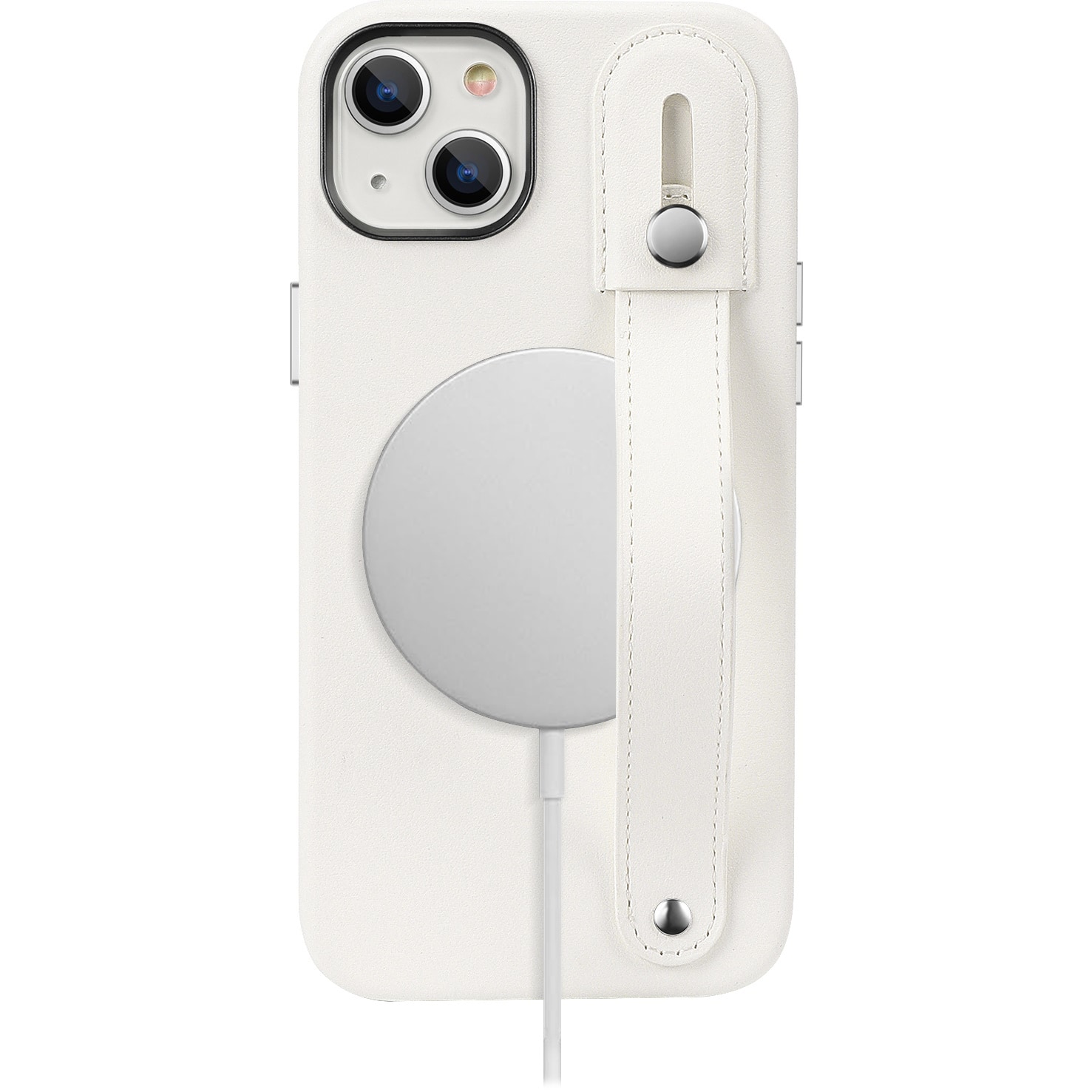 Alt View 16. SaharaCase - FingerGrip Series Genuine Leather Case with Magsafe for Apple iPhone 15 - White.