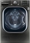 Front. LG - 4.5 Cu. Ft. High-Efficiency Stackable Front-Load Washer with Steam and TurboWash Technology - Black stainless steel.