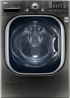 LG - 4.5 Cu. Ft. High Efficiency Stackable Front-Load Washer with Steam and TurboWash Technology - Black stainless steel - Front_Zoom