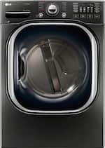 LG - 7.4 Cu. Ft. 14-Cycle Electric Dryer with Steam - Black stainless steel - Front_Standard
