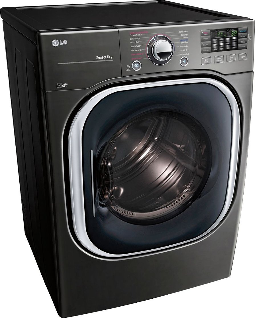 Zoom in on Angle Zoom. LG - 7.4 Cu. Ft. 14-Cycle Gas Dryer with Steam - Black Stainless Steel.