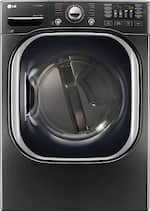 LG - 7.4 Cu. Ft. 14-Cycle Gas Dryer with Steam - Black stainless steel - Front_Standard