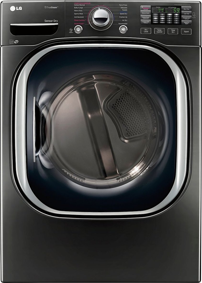 Zoom in on Front Zoom. LG - 7.4 Cu. Ft. 14-Cycle Gas Dryer with Steam - Black Stainless Steel.