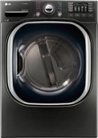 LG - 7.4 Cu. Ft. Stackable Smart Gas Dryer with Steam and Built-In Intelligence - Black Stainless Steel - Front_Zoom