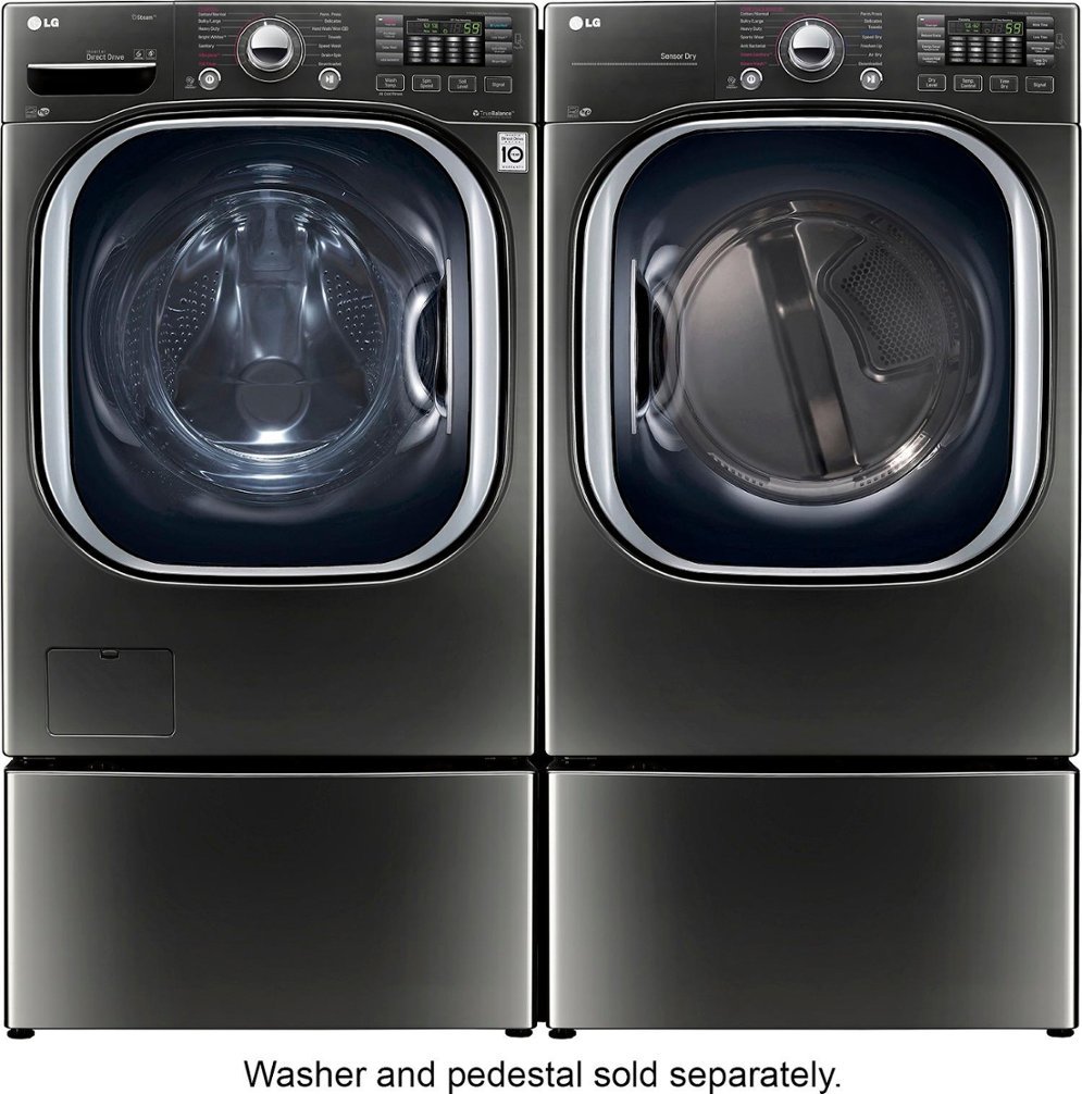 Zoom in on Alt View Zoom 13. LG - 7.4 Cu. Ft. 14-Cycle Gas Dryer with Steam - Black Stainless Steel.