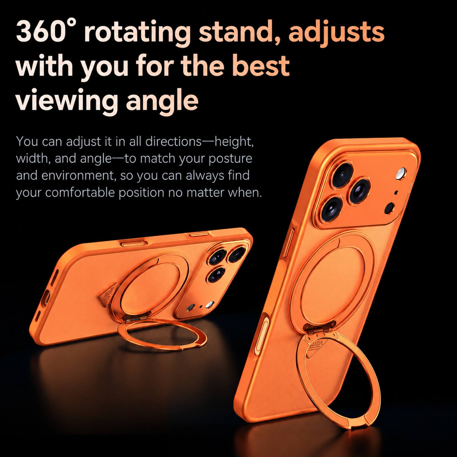 360° rotating stand, adjusts with you for the best viewing angle

You can adjust it in all directions—height, width, and angle—to match your posture and environment, so you can always find your comfortable position no matter when.