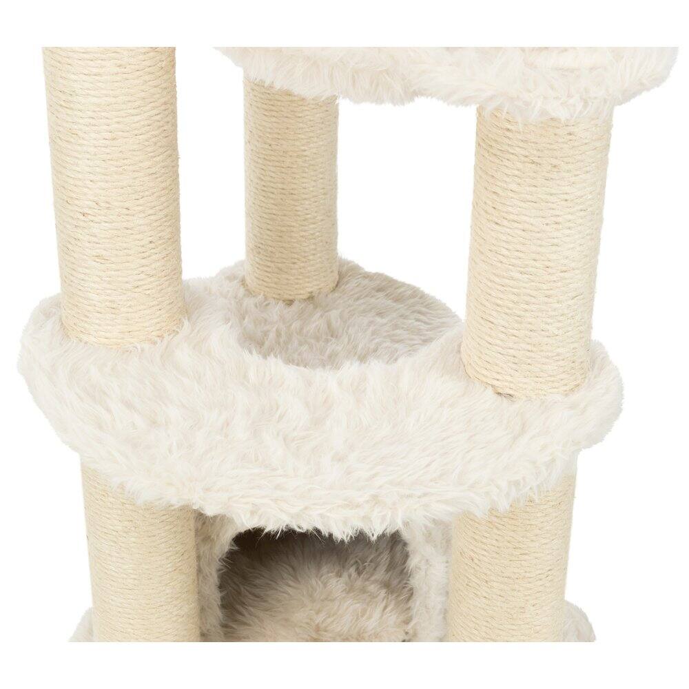 Alt View 4. TRIXIE - Baza Junior Jute & Plush 3-Level 39" Cat Tower, Scratching Posts and Condo - Cream.