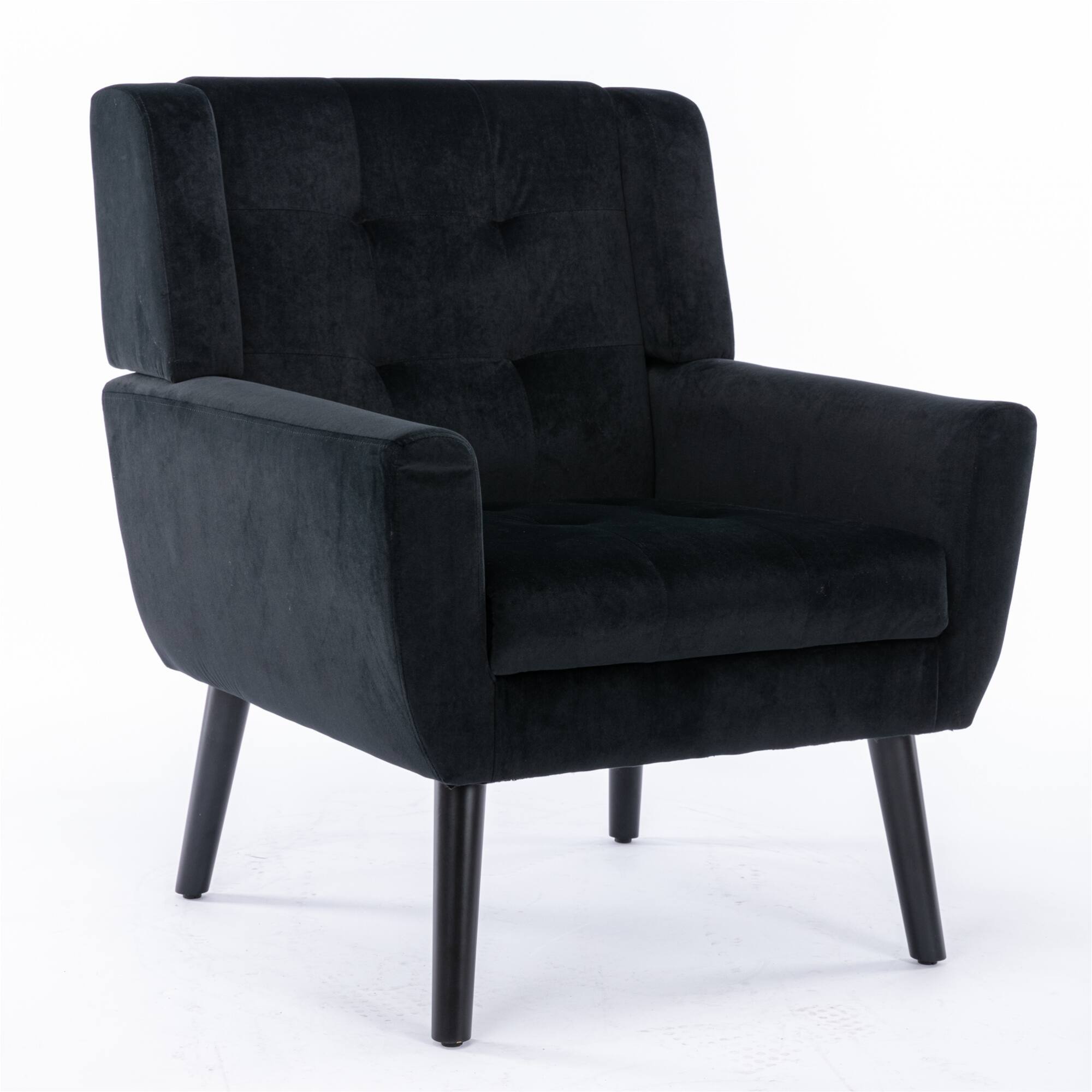 Alt View 8. GOODSILO - Luxury Velvet Upholstered Accent Chair with Ergonomic Design for Living Room and Bedroom Comfort - Black.