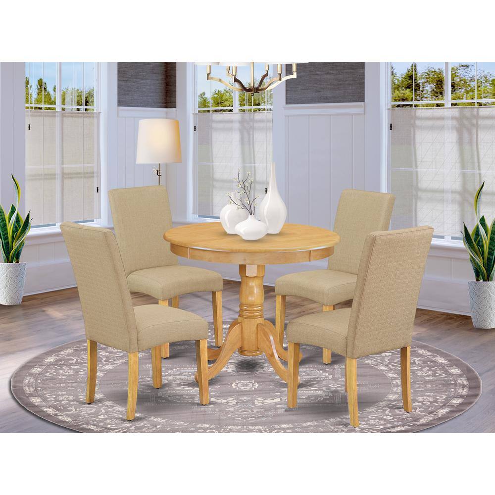Left. East West Furniture - Dining Room Set Oak - Brown.