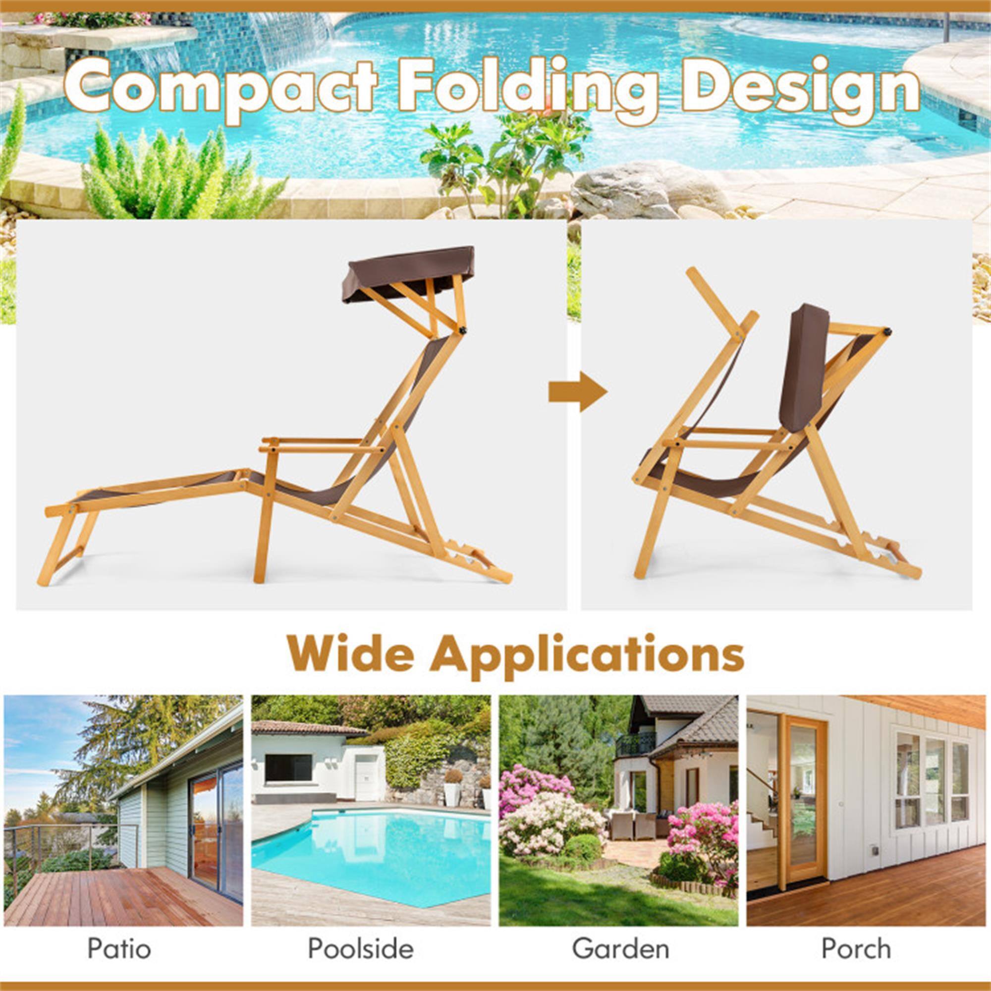 Compact Folding Design

Wide Applications

- Patio
- Poolside
- Garden
- Porch
