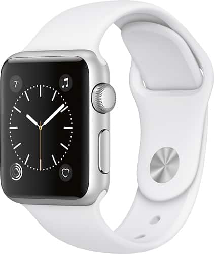 Apple - Apple Watch Series 1 38mm Silver Aluminum Case White Sport Band - Silver Aluminum - Larger Front