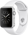 Apple - Apple Watch Series 1 42mm Silver Aluminum Case White Sport Band - Silver Aluminum - Larger Front