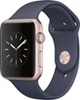 Apple - Apple Watch Series 1 42mm Rose Gold Aluminum Case Midnight Blue Sport Band - Rose Gold Aluminum - Larger Front