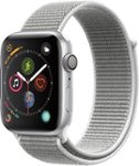 Left Zoom. Apple Watch Series 4 (GPS) 44mm Silver Aluminum Case with Seashell Sport Loop - Silver Aluminum.