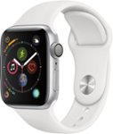 Left Zoom. Apple Watch Series 4 (GPS) 40mm Silver Aluminum Case with White Sport Band - Silver Aluminum.