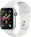Left. Apple - Apple Watch Series 4 (GPS) 40mm Silver Aluminum Case with White Sport Band.