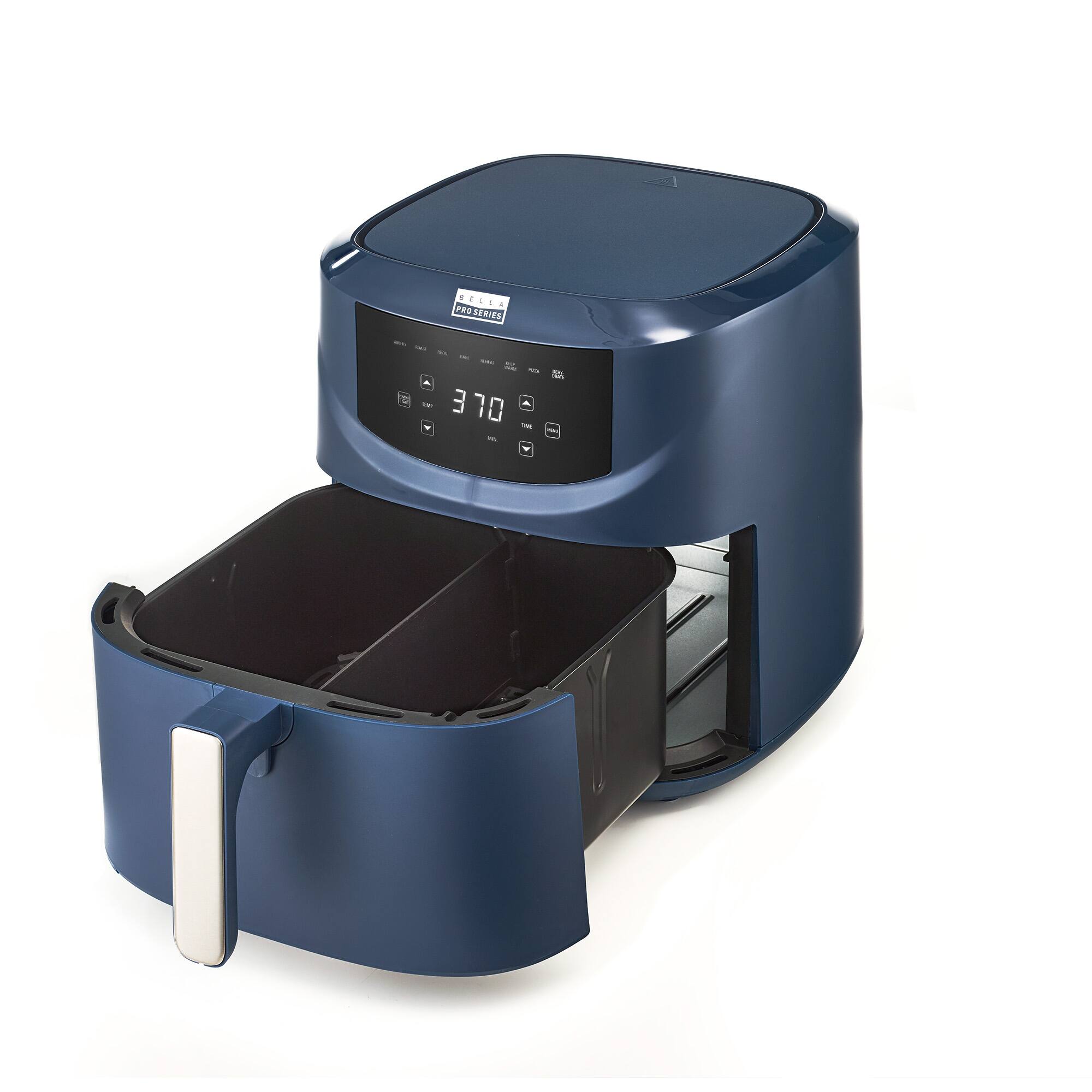 Angle. Bella Pro Series - 8-qt. Digital Air Fryer with Divided Basket - Ink Blue.