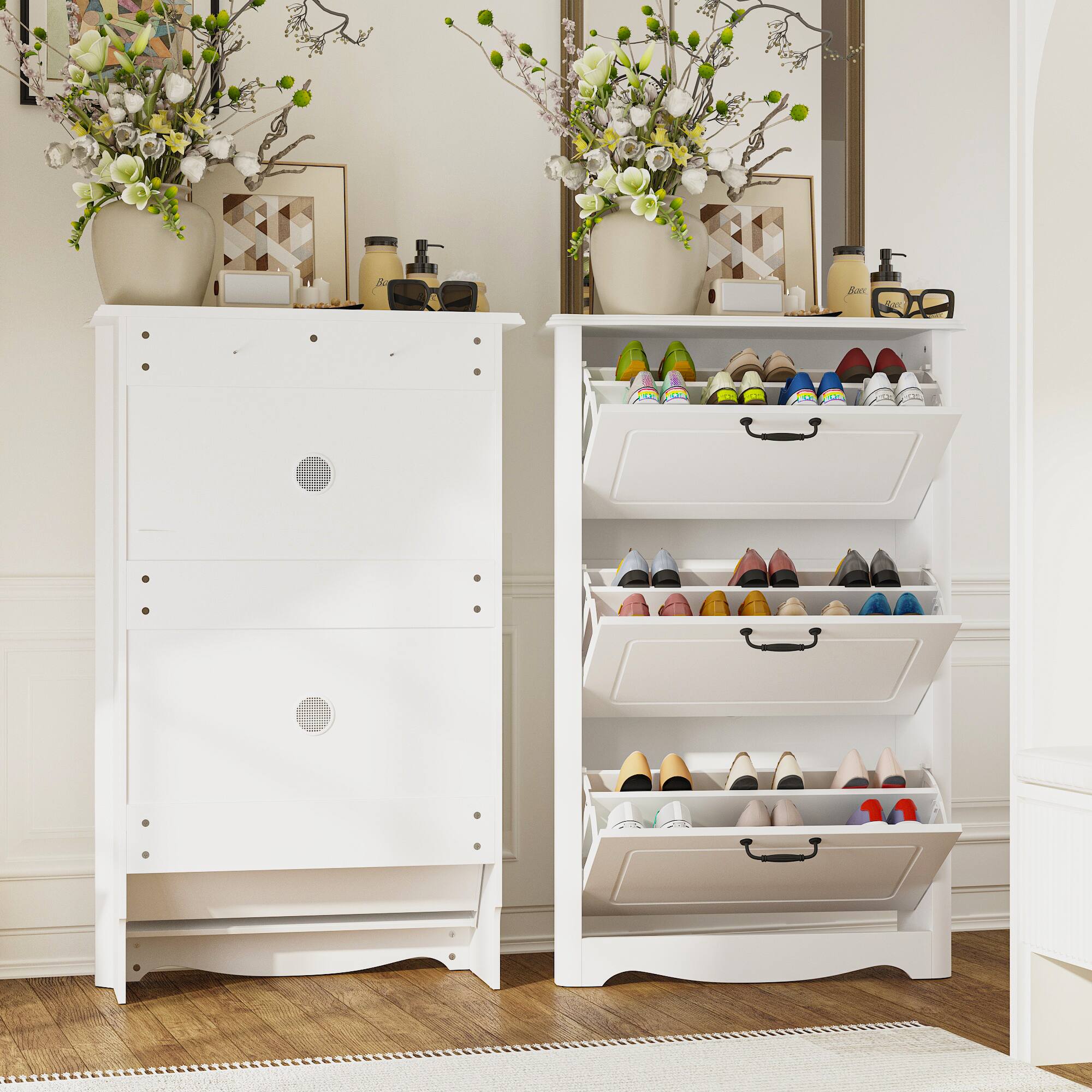Alt View 10. Famapy - Famapy European - Style 3 Flip - Down Drawers Shoe Cabinet - White.