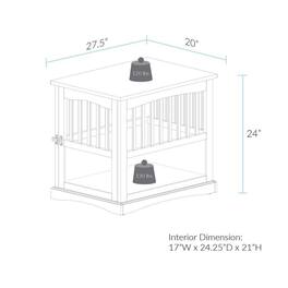 FurniFact - Dog Kennel Furniture with Gate, Solid Wood Dog Crate End Table - Walnut