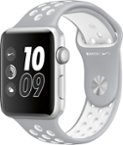 Apple - Apple Watch Nike+ 42mm Silver Aluminum Case Silver/White Nike Sport Band - Silver Aluminum - Larger Front