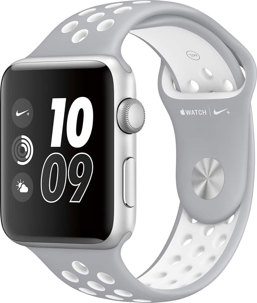 ladrón músico oro Apple Watch Nike+ 42mm Silver Aluminum Case Silver/White Nike Sport Band  Silver Aluminum MNNT2LL/A - Best Buy