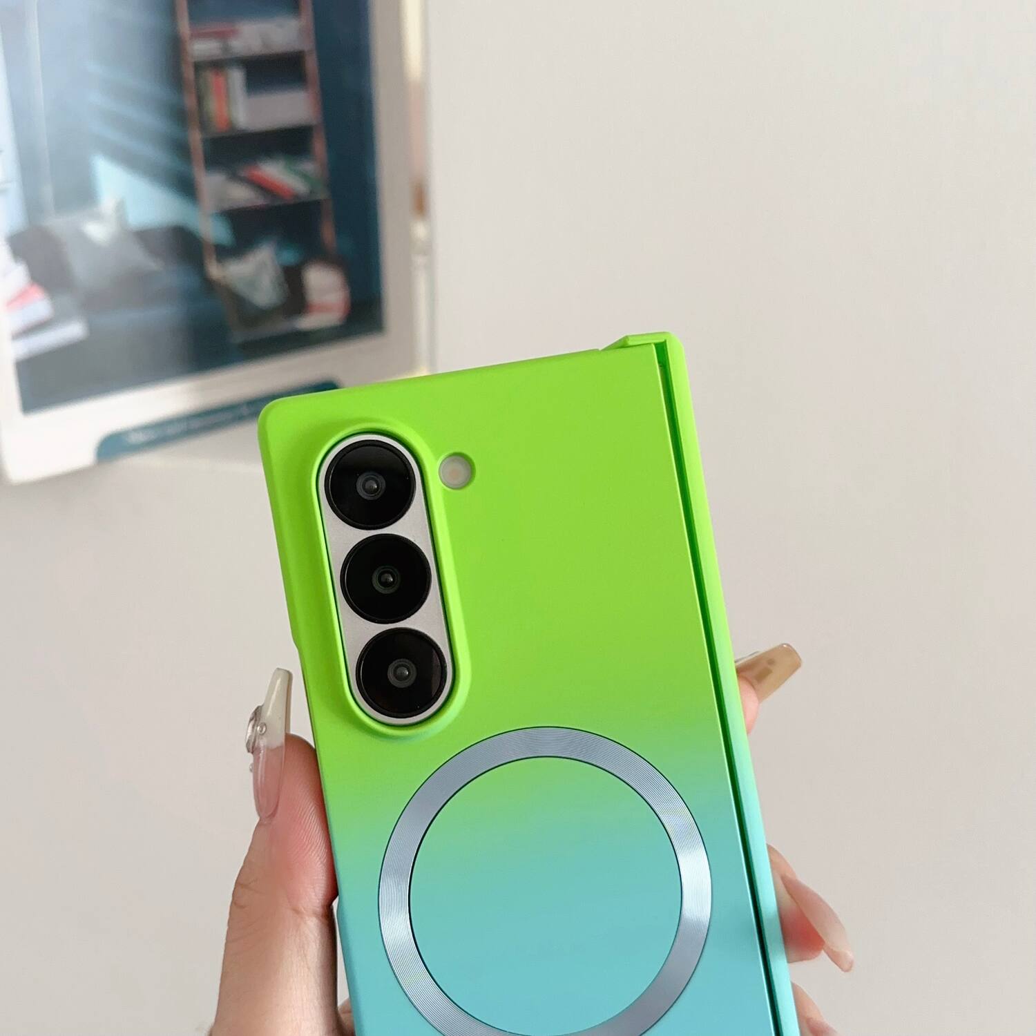 Back. Dteck - Magnetic Hard PC Hinge Case for Samsung Galaxy Z Fold6,Qi Wireless Charging Compatible,Shockproof Slim Gradient Cover - F.
