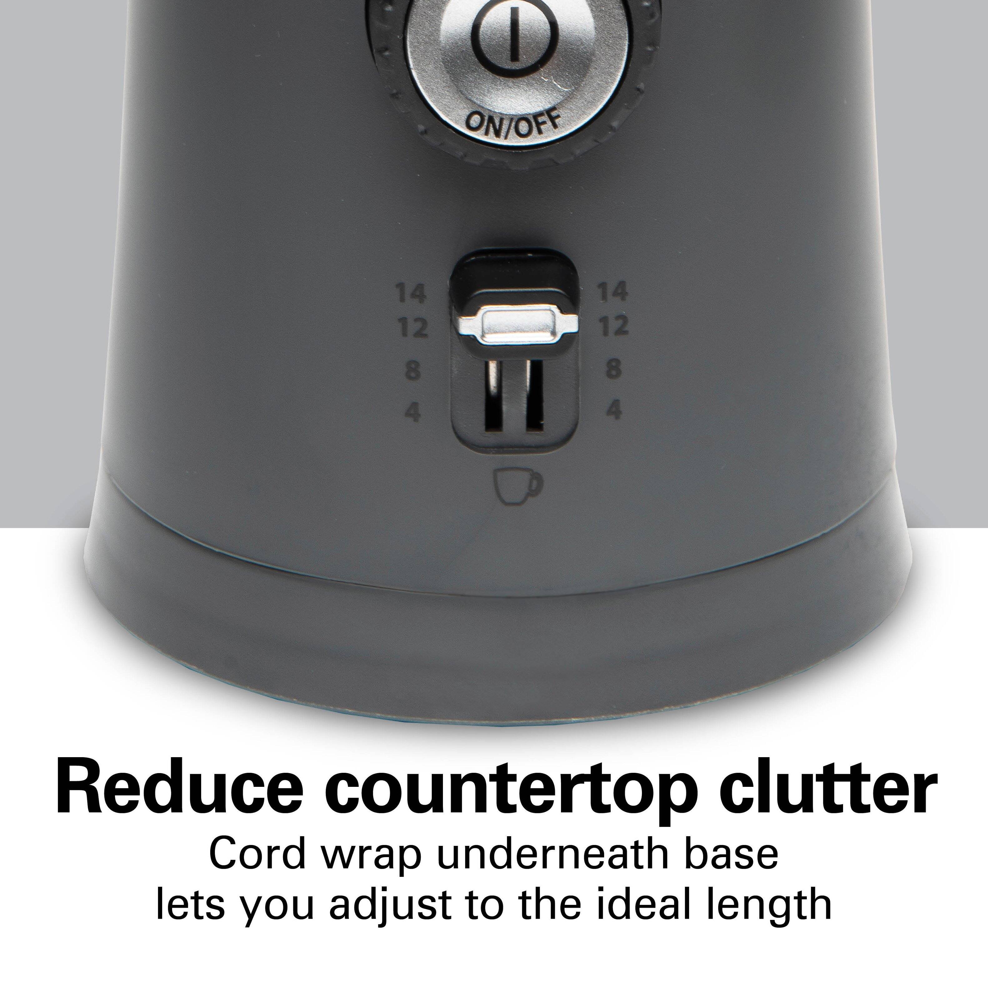Reduce countertop clutter  
Cord wrap underneath base lets you adjust to the ideal length