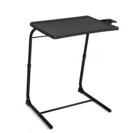 Spaco - Portable Computer Desk, Height Adjustable 20-28 Inch, 6 Levels 3 Angles, Foldable Steel Frame, Cup Holder, 55LBS - Black