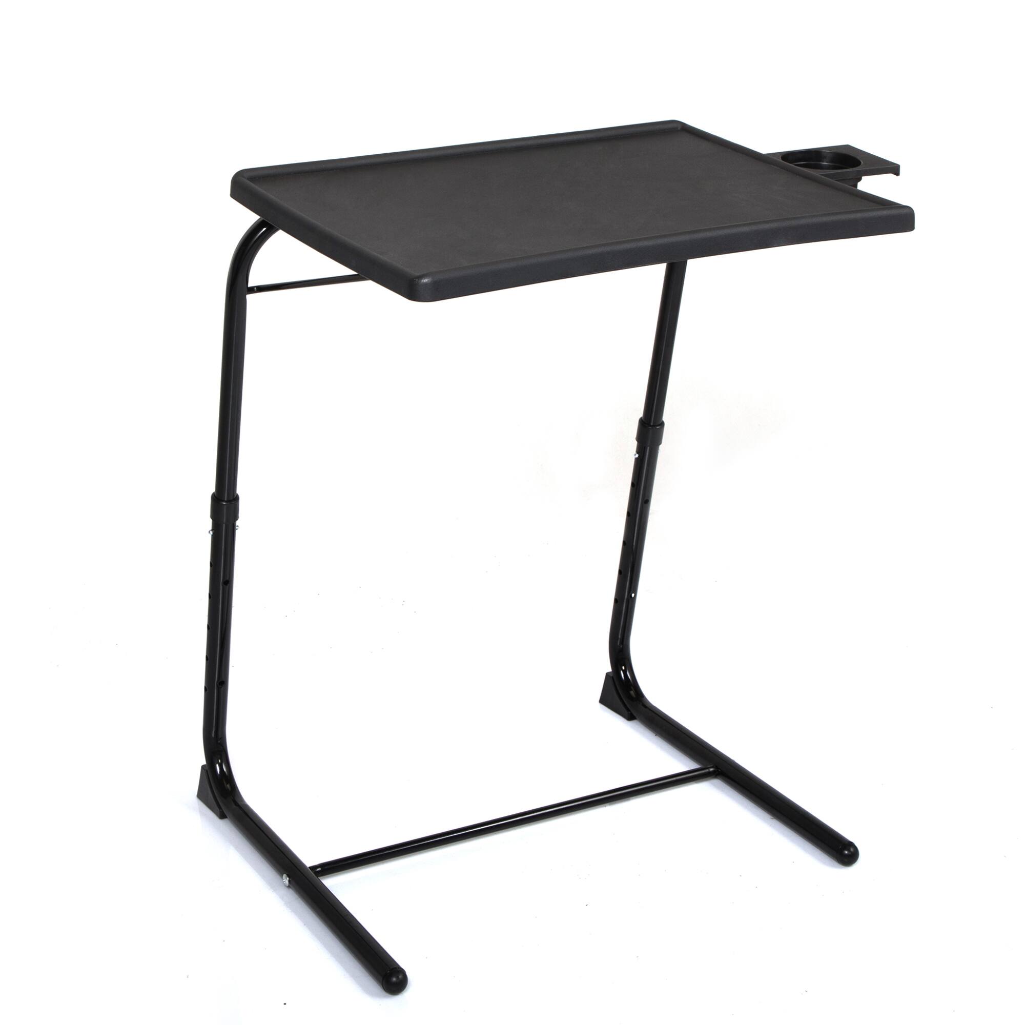 Front. Spaco - Spaco Portable Computer Desk, Height Adjustable 20-28 Inch, 6 Levels 3 Angles, Foldable Steel Frame, Cup Holder, 55LBS - Black.